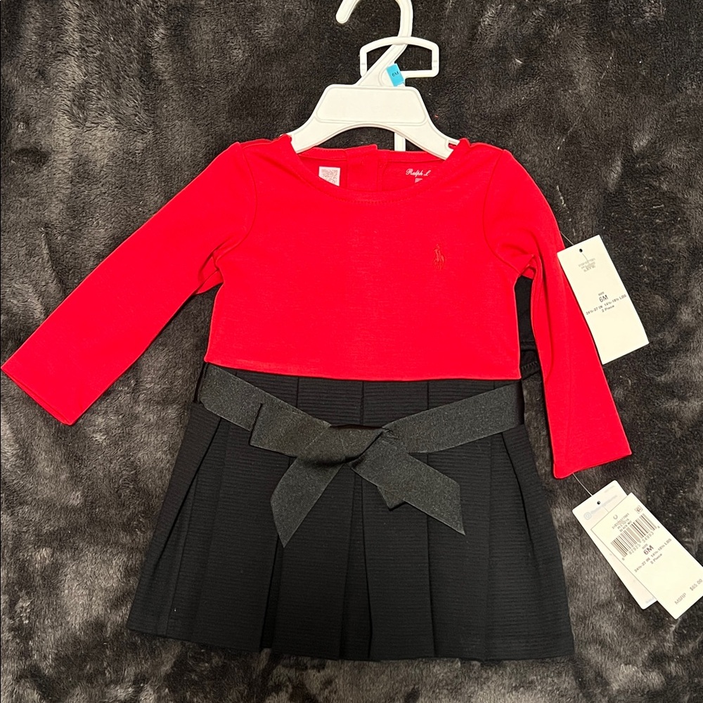Ralph Lauren Red and Black Bow Dress
